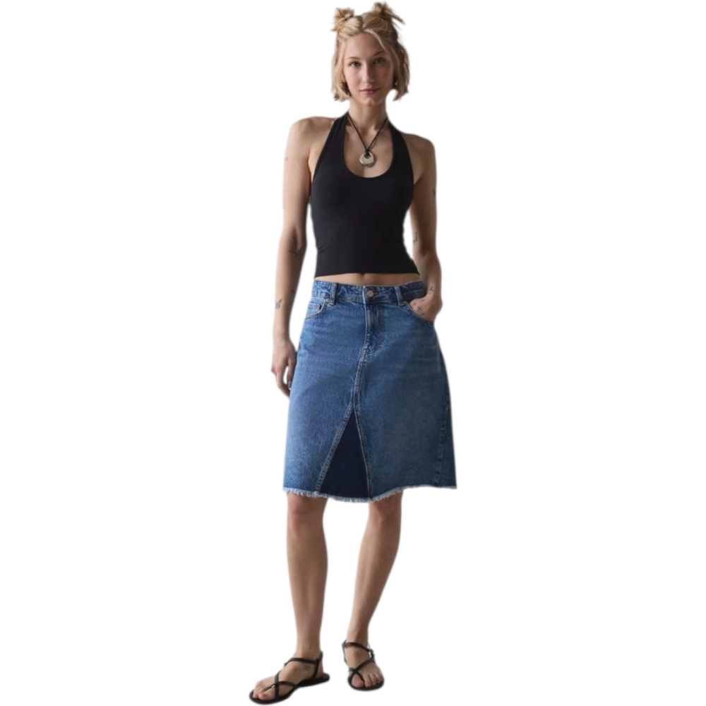 BDG Blue Denim Skirt Y2K, Western Coastal Festival Retro Knee Length 90s grunge - Picture 2 of 2